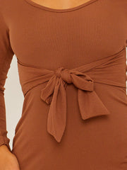 Self Tie Knot Ribbed Midi Dress