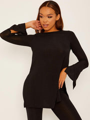 Split Side Ribbed Top and Trouser Co-ord