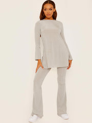 Split Side Ribbed Top and Trouser Co-ord