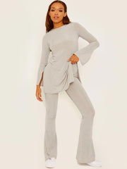 Split Side Ribbed Top and Trouser Co-ord