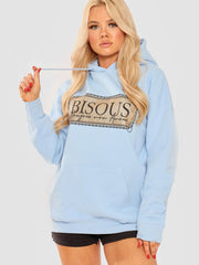 Bisous Print Fleeced Hoodie