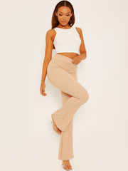 Wave Ribbed Flared Trouser