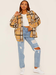 Classic Thick Colour Block Checked Shirt Jacket Shacket