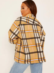 Classic Thick Colour Block Checked Shirt Jacket Shacket