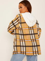 Thick Checked Shacket With Zip & Hood