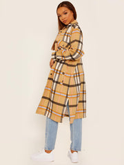 Longline Thick Colour Block Checked Shirt Jacket Shacket