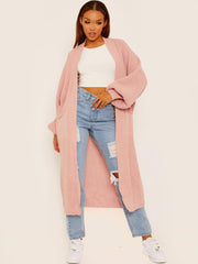 Balloon Sleeves Knitted Open Cardigan