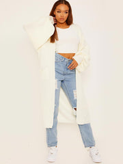 Balloon Sleeves Knitted Open Cardigan