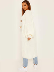 Balloon Sleeves Knitted Open Cardigan
