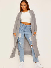 Longline Knitted Open Cardigan