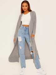 Longline Knitted Open Cardigan