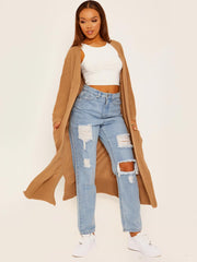 Longline Knitted Open Cardigan