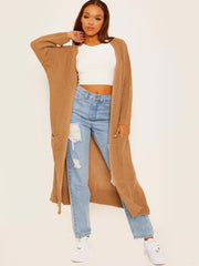 Longline Knitted Open Cardigan