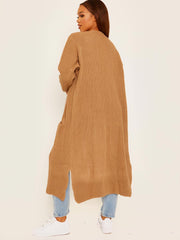 Longline Knitted Open Cardigan