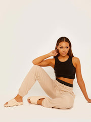 Joggers met elastische band met hoge taille