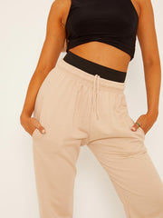Joggers met elastische band met hoge taille