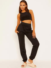 Joggers met elastische band met hoge taille