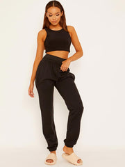 Joggers met elastische band met hoge taille