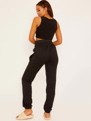 Joggers met elastische band met hoge taille