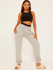 Joggers met elastische band met hoge taille