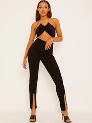 Detalles de hendidura pantalón acampanado