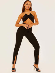 Detalles de hendidura pantalón acampanado