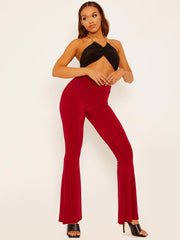 Scrunch Back Flared Slinky Trousers