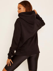 Chevron Lip Graphic Fleeced Hoodie