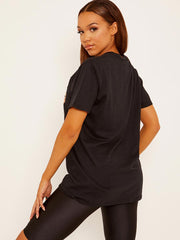 Chevron lip grafisch bedrukt t-shirt