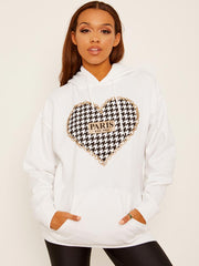 Paris Dogtooth Graphic Fleeced Hoodie