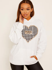 Paris Dogtooth Graphic Fleeced Hoodie