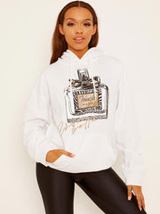 Perfume Graphic Fleeced Hoodie