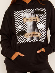 Stay True Graphic Fleeced Hoodie