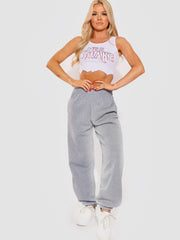 Milk Shake Graphic Raw Hem Ribbed Crop Top