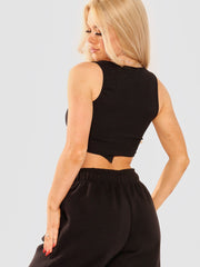 Milk Shake Graphic Raw Hem Ribbed Crop Top