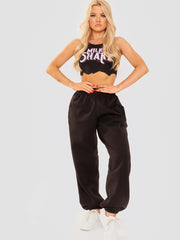 Milk Shake Graphic Raw Hem Ribbed Crop Top