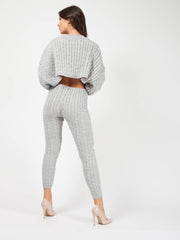 Oversized Cable Knit Crop Top & Trouser Co-ord