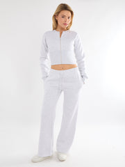 Cropped Zip Up Sweatshirt & Wide Leg Trouser Tracksuit