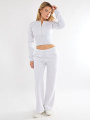Cropped Zip Up Sweatshirt & Wide Leg Trouser Tracksuit