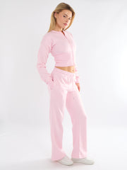 Cropped Zip Up Sweatshirt & Wide Leg Trouser Tracksuit