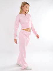 Cropped Zip Up Sweatshirt & Wide Leg Trouser Tracksuit