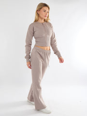 Cropped Zip Up Sweatshirt & Wide Leg Trouser Tracksuit