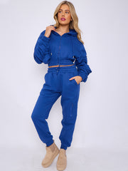 Cropped Ruched Sleeve Hoodie & Jogger Co-ord