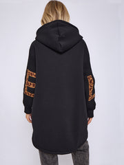 Love Knitted Sleeve Detail Oversized Hoodie Dress