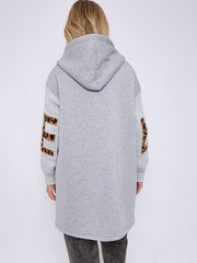 Love Knitted Sleeve Detail Oversized Hoodie Dress