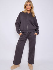 SW Oversized Bomber Style Fleece Zipper Co-ord