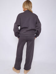 SW Oversized Bomber Style Fleece Zipper Co-ord