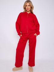 SW Oversized Bomber Style Fleece Zipper Co-ord