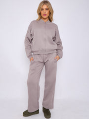 SW Oversized Bomber Style Fleece Zipper Co-ord