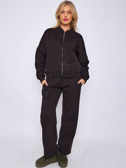 SW Oversized Bomber Style Fleece Zipper Co-ord